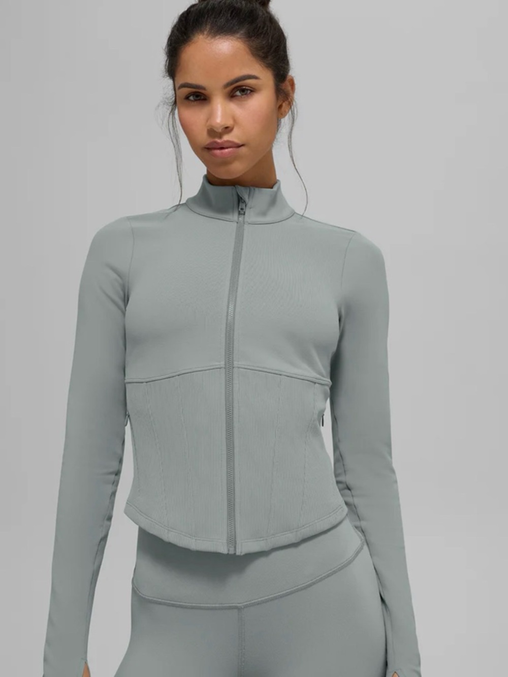 Alo Airbrush Corset Full Zip Jacket in Lunar Grey